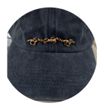 Vintage Bit Hat - Blue with Gold Running Horses - 007