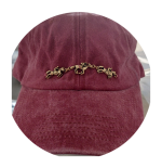 Vintage Bit Hat - Burgundy with Gold Running Horses - 006