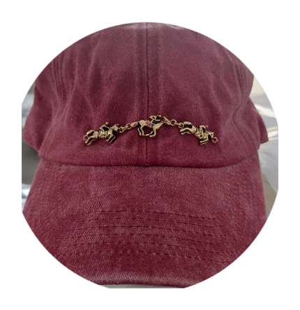 Vintage Bit Hat - Burgundy with Gold Running Horses - 006