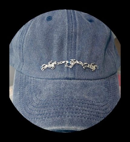 Vintage Bit Hat - Blue with Silver Running Horses - 008